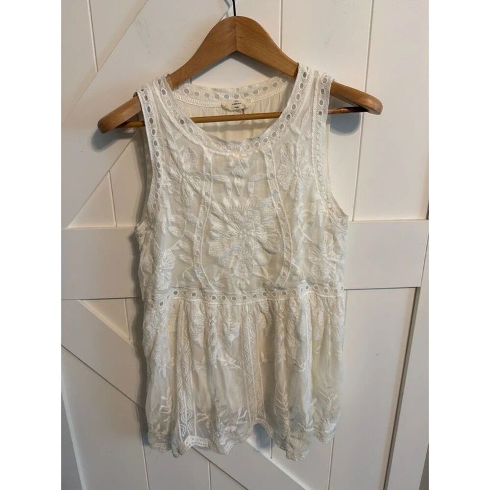 Entro Lace Shirt Women’s Medium Boho Ivory Peplum